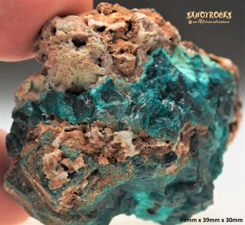 Dioptase, Chrysocholla, Calcite - Katanga Copper Crescent, Congo DRC