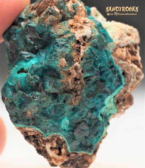 Dioptase, Chrysocholla, Calcite - Katanga Copper Crescent, Congo DRC