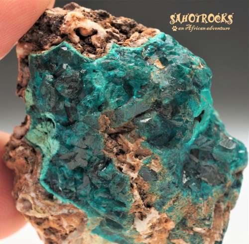 Dioptase, Chrysocholla, Calcite - Katanga Copper Crescent, Congo DRC