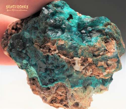Dioptase, Chrysocholla, Calcite - Katanga Copper Crescent, Congo DRC