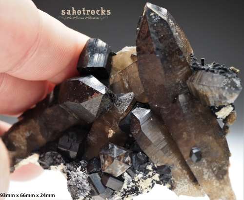 Aegerine, Smokey Quartz Crystal Cluster, A-Feldspar - Mount Malosa, Malawi