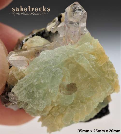 Epidote Prehnite, Quartz Crystal - Gobobosep Brandberg, Namibia