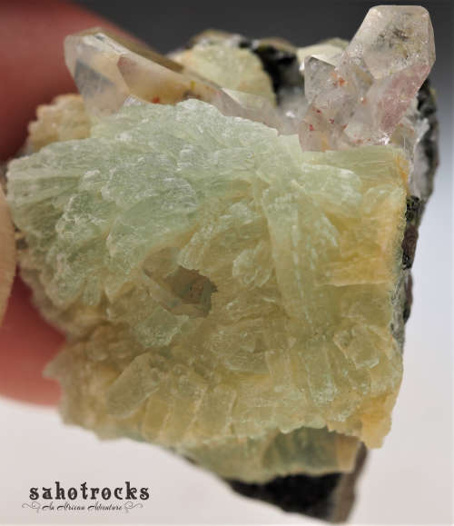Epidote Prehnite, Quartz Crystal - Gobobosep Brandberg, Namibia