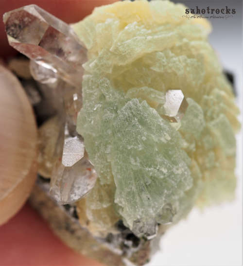 Epidote Prehnite, Quartz Crystal - Gobobosep Brandberg, Namibia