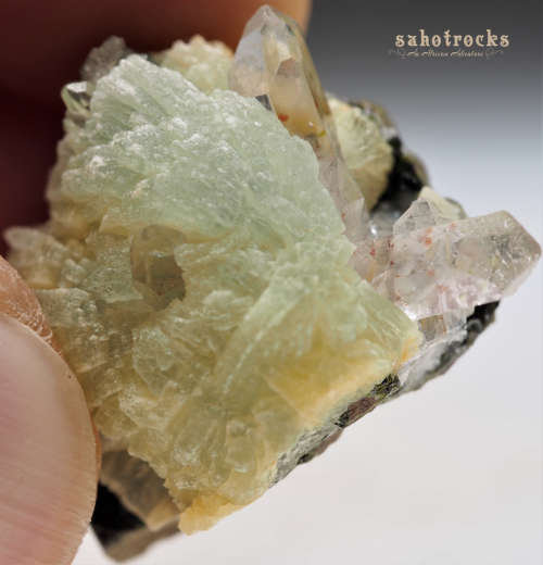 Epidote Prehnite, Quartz Crystal - Gobobosep Brandberg, Namibia