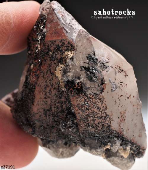 Floater Quartz Crystal with Hematite - Orange River Region, Kalahari, South Africa