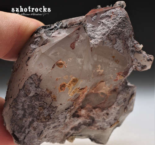 Floater Quartz Crystal with Hematite - Orange River Region, Kalahari, South Africa