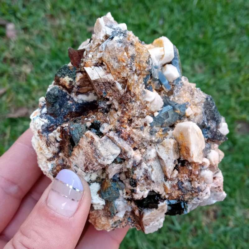 Riebeckite FIST SIZE 9.3 cm Aegirine Feldspar Zircon Arfvedsonite - Mt Malosa, Zomba, Malawi 384g