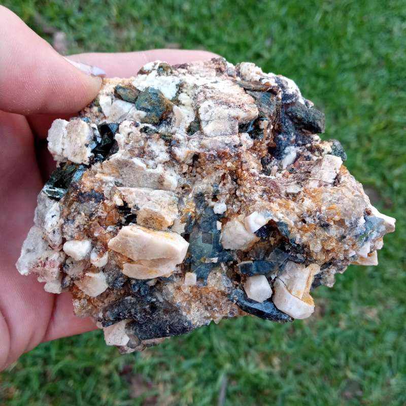 Riebeckite FIST SIZE 9.3 cm Aegirine Feldspar Zircon Arfvedsonite - Mt Malosa, Zomba, Malawi 384g