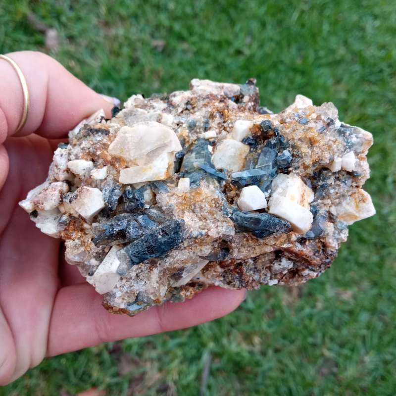 Riebeckite FIST SIZE 9.3 cm Aegirine Feldspar Zircon Arfvedsonite - Mt Malosa, Zomba, Malawi 384g
