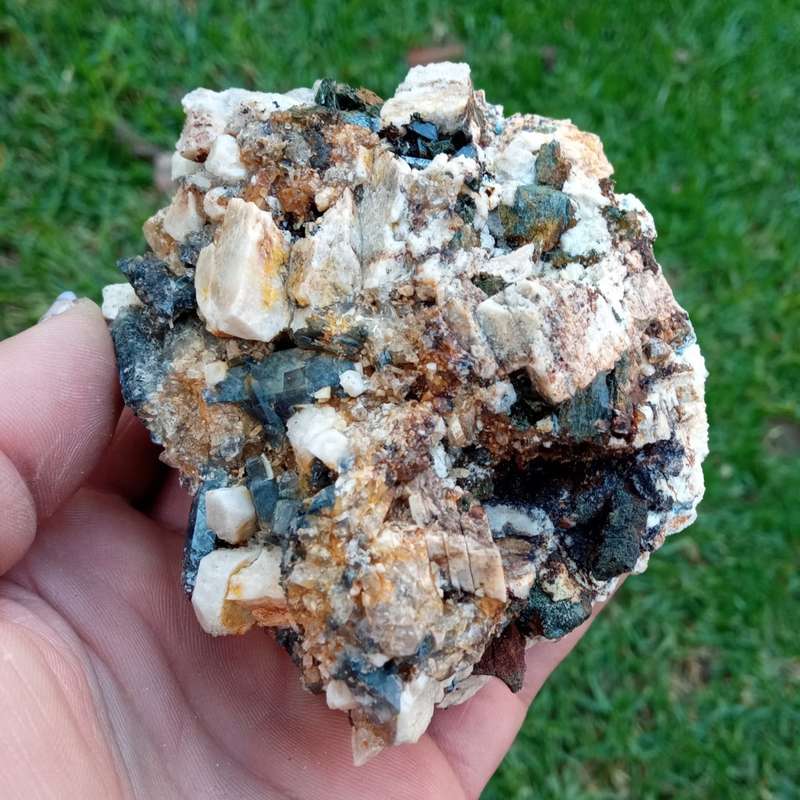 Riebeckite FIST SIZE 9.3 cm Aegirine Feldspar Zircon Arfvedsonite - Mt Malosa, Zomba, Malawi 384g