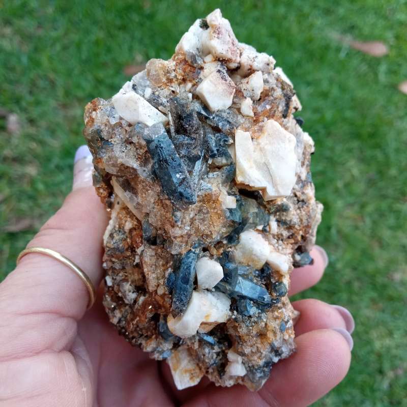 Riebeckite FIST SIZE 9.3 cm Aegirine Feldspar Zircon Arfvedsonite - Mt Malosa, Zomba, Malawi 384g