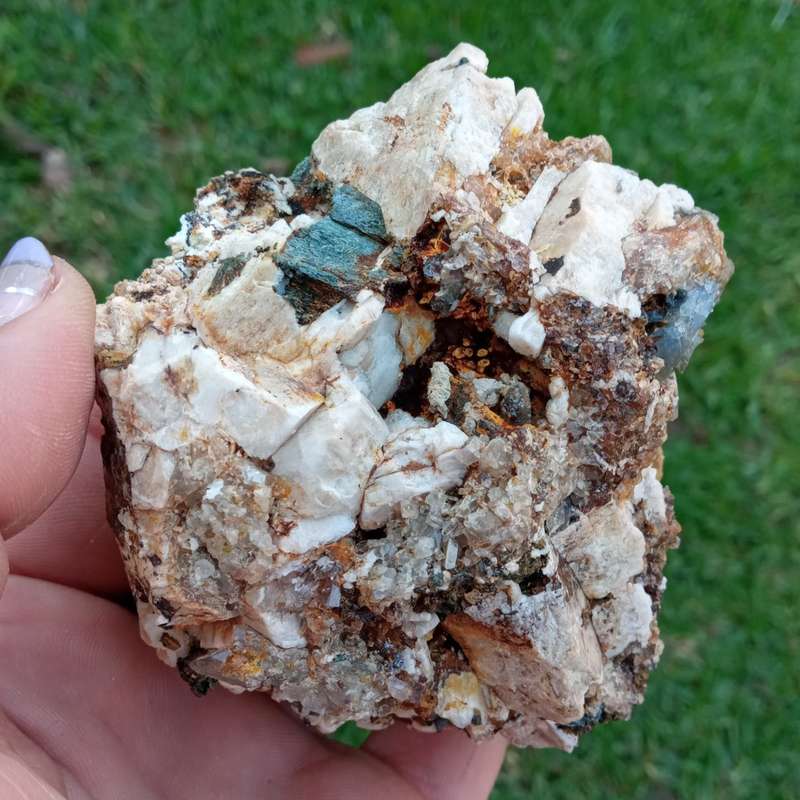 Riebeckite FIST SIZE 9.3 cm Aegirine Feldspar Zircon Arfvedsonite - Mt Malosa, Zomba, Malawi 384g