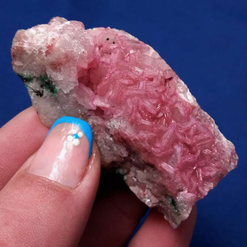 Cobaltoan calcite, gemmy guava, Malachite, Goethite? - Mashaba West, Congo 65 grams