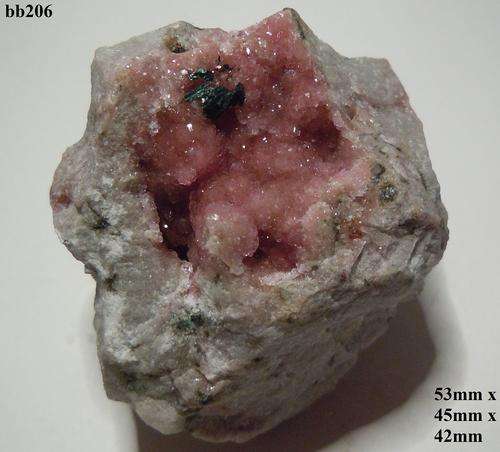 Shinkolobwe Katanga cobaltian calcite and malachite crystals on matrix-Congo-90gram