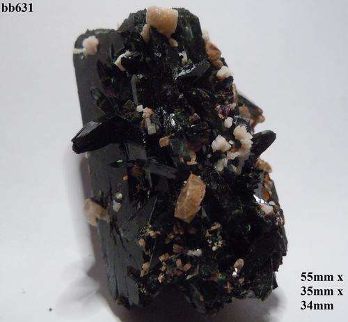 Mulanje mtn zirkon and a-feldspar crystals on aegerine crystal cluster-Malawi-68gram