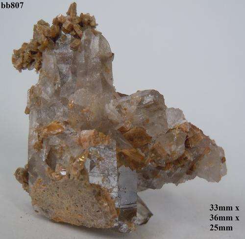 Mulanje mtn zirkon crystals on quartz crystal cluster-Malawi-17gram