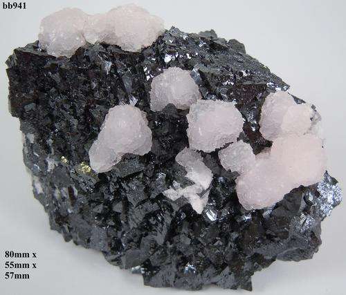 Kalahari manganese fields calcite crystals on hausmanite crystal cluster-South Africa-495gram