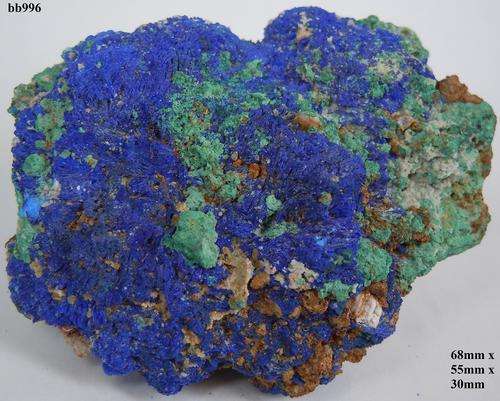 Kipushi Katanga malachite and azurite crystals on matrix-Congo-142gram