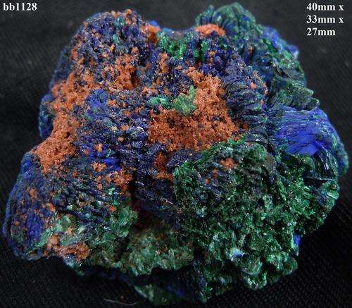 Kipushi Katanga malachite and azurite crystals on matrix-Congo-43gram