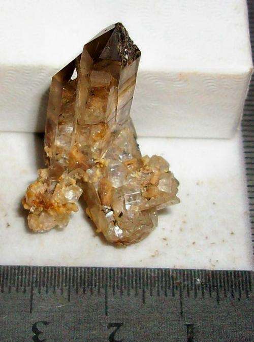 Zomba zirkon crystals on smokey quartz crystals-malawi-7g
