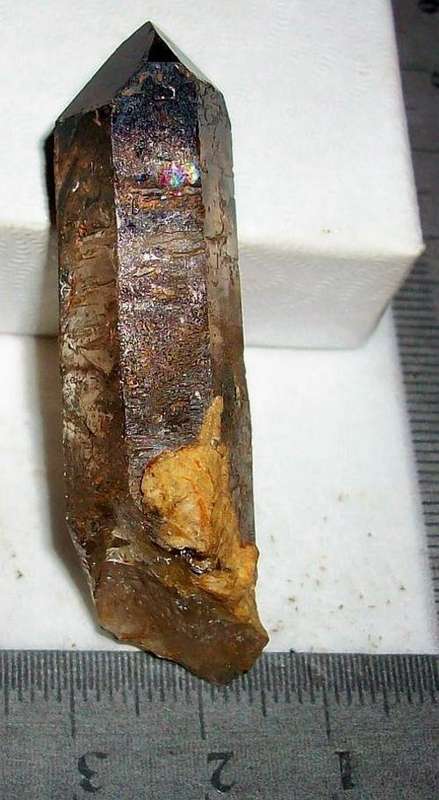 Zomba rainbow on smokey quartz crystal-malawi-13g