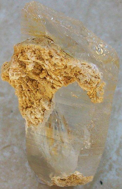 Zomba orthoclase on quartz crystal-malawi-47g