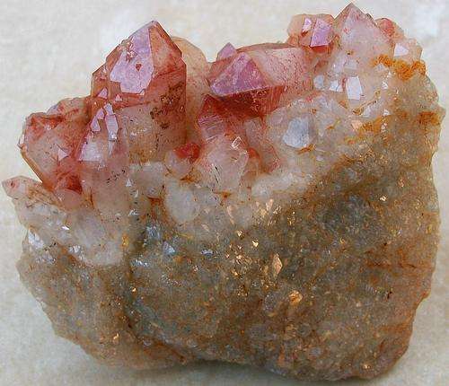 Pella hematite included quartz crystal cluster-south africa-234g