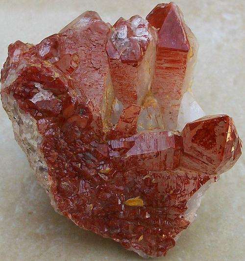 Pella hematite included quartz crystal cluster-rsa-70g