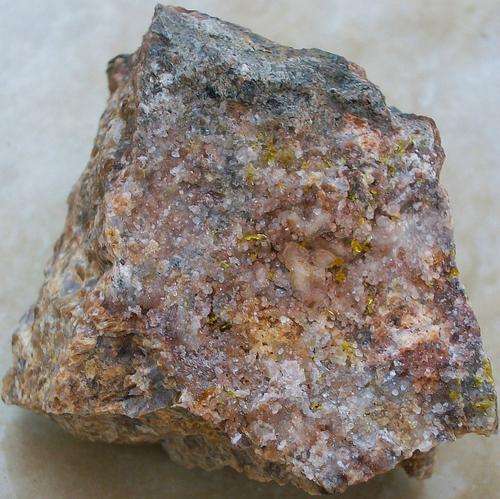 Arandis uranaphane and calcite crystals on dolomite matrix-namibia-55g