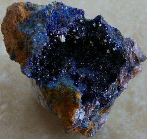 Vergenoeg mine azurite and kaolinite crystals on matrix-south africa-14g