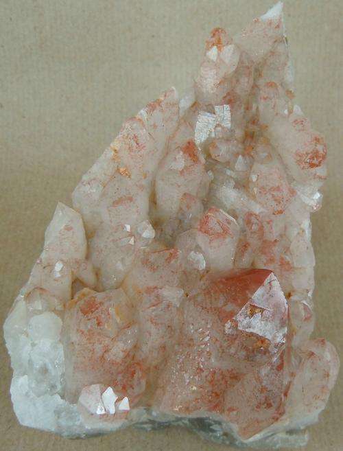 Pella region hematite included quartz crystal cluster-south africa-520g