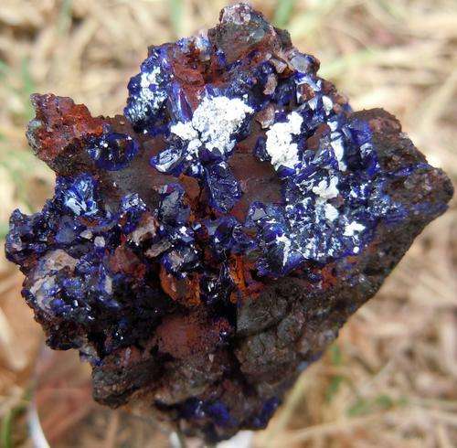Vergenoeg mine azurite and kaolinite crystals on goethite matrix-south africa-53g