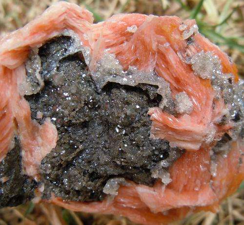Touissit cerussite and barite crystals on galena crystal matrix-morocco-92g
