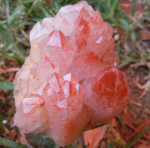 Orange river hematite included quartz crystal cluster-south africa-77g
