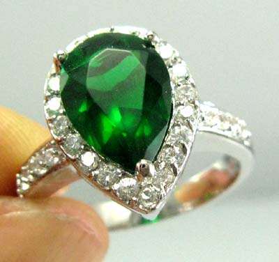 Real 2.8ct emerald diamond 14k white gold ring k115