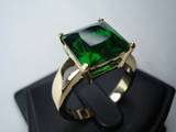 NEW MEN'S HANDSOME EMERALD 14KT YELLOW GOLD RING #10