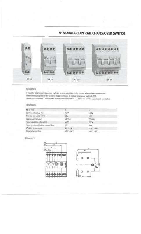 Modular din rail change over switch 63A. 2 poles R299.00