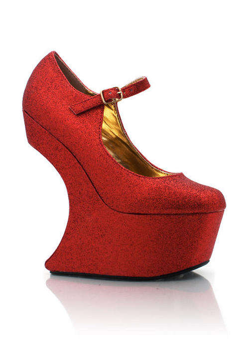 glitter red wedges