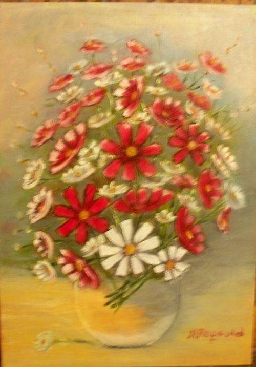 Cosmos in Glass Pot -  12/16"- Artist - N.Repsold