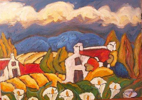 Landscape with Arums-(600x840mm) by Liebenberg