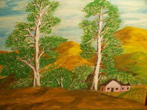 Two Trees on Farm -  20/16"- Artist - N.Repsold