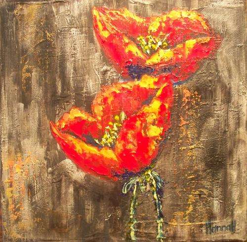 Two Red Poppies- HANNAH (300x300mm)
