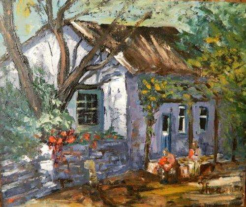 House in woods- by Thea 300x250mm unframed.