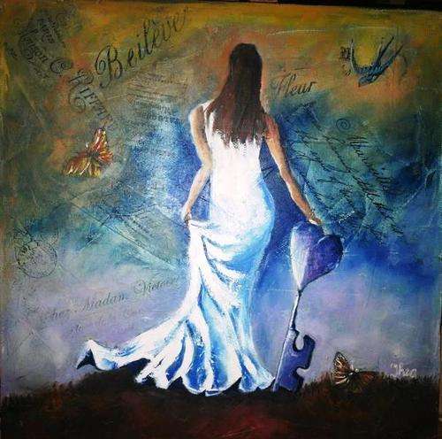 Girl with Blue Heart- by Thea 300x300mm boxed