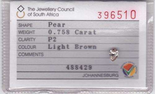 Natural diamond- Pear shaped- .0758 Carat
