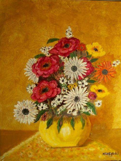 Yellow Pot /flowers-16/20 Artist - N.Repsold