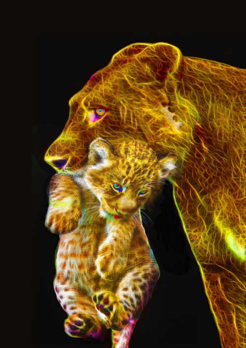MOTHERLY LOVE op 4 by M. Durst Mixed Media Acrylic on Canvas
