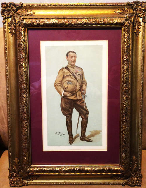 Four Boer War era Military Vanity Fair Lithographs c 1890s Framed