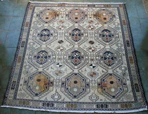 Persian Carpet in Neutral Tones Shahsavan Soumak Kilim Vintage Rug